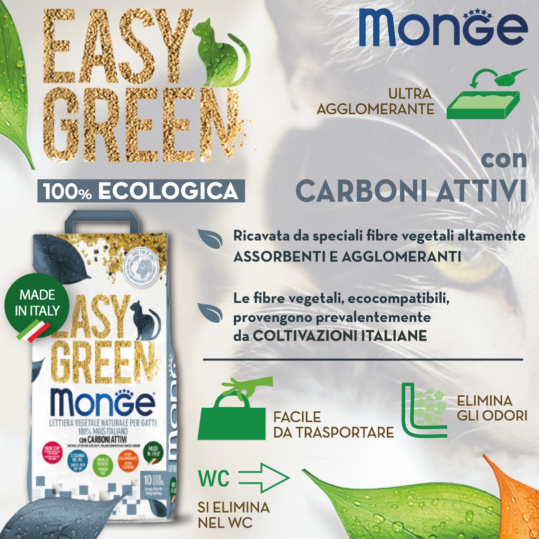 Monge - Easy Green - 100% Mais e Carboni Attivi - 3.8kg