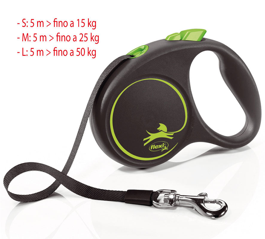 Flexi - Black Design - Guinzaglio in Fettuccia - M