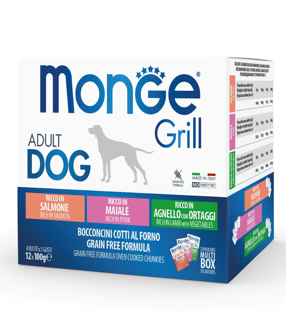 Monge Dog - Grill - Adult - Multipack - 100gr x 12 buste
