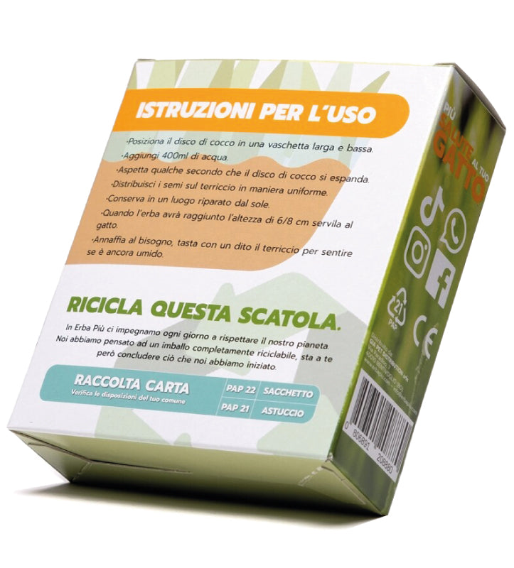 Erba Più - Cococat - Terriccio e Semi di Erba per Gatti