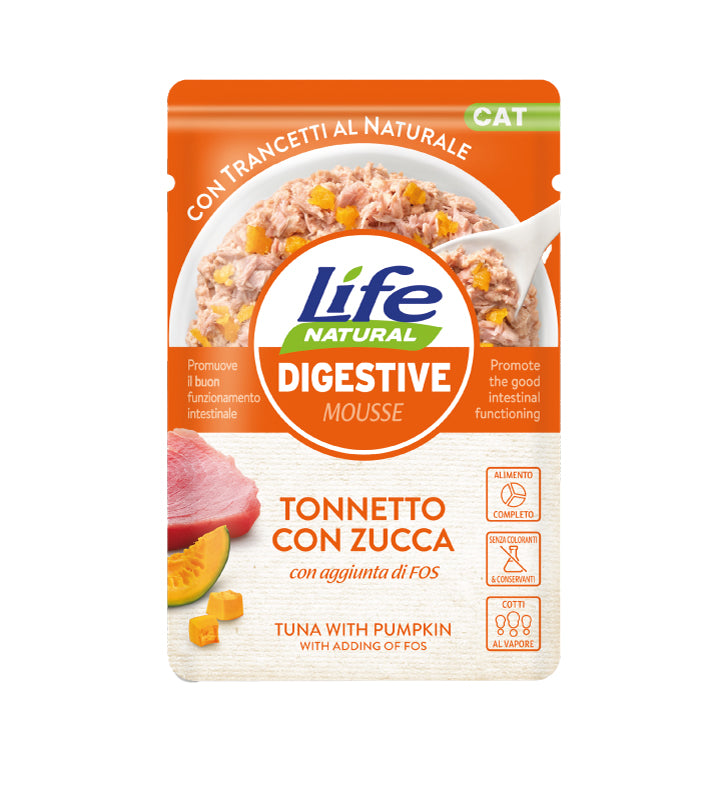 Life Cat - Natural - Mousse - Digestive - Tonnetto con Zucca - 70gr