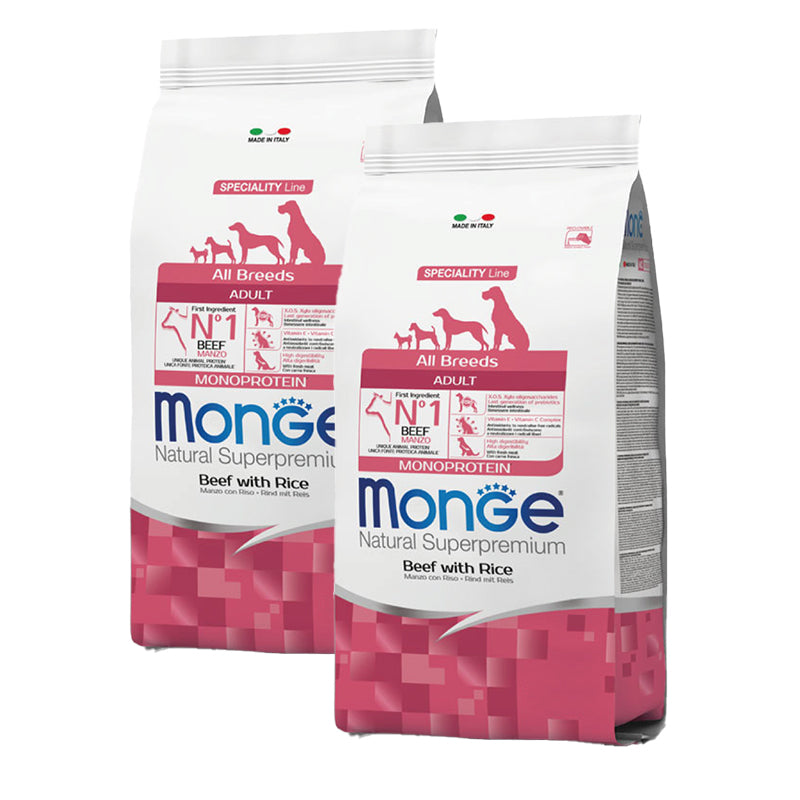 KIT 2 X Monge - Natural Superpremium - All Breeds Adult - Manzo - 12 kg - DOPPIO SACCO
