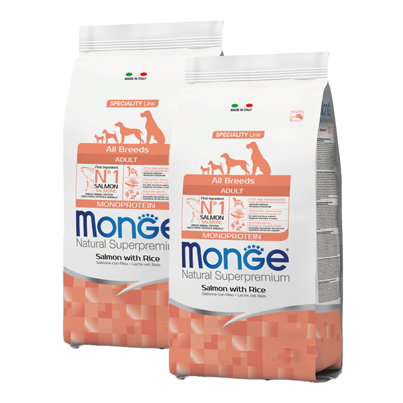 KIT 2 X Monge - Natural Superpremium - All Breeds Adult - Salmone - 12 kg - DOPPIO SACCO