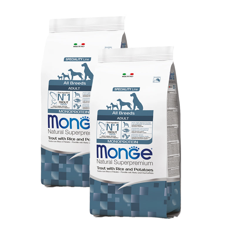 KIT 2 X Monge - Natural Superpremium - All Breeds Adult - Trota - 12 kg - DOPPIO SACCO