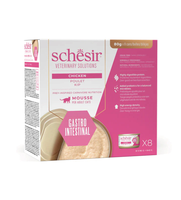 Schesir - Veterinary Solution Feline - Mousse - Gastro Intestinal - 8 lattine da 80gr