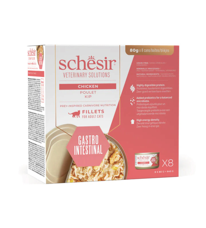 Schesir - Veterinary Solution Feline - Filetti - Gastro Intestinal - 8 lattine da 80gr