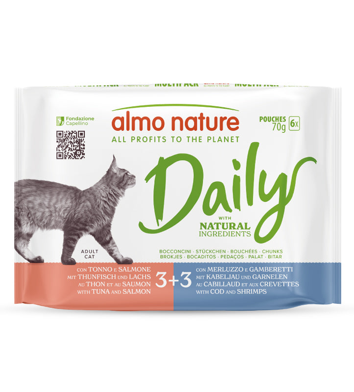 Almo Nature - Daily Cat - Multipack - Adult - 6 buste da 70gr x 10 confezioni
