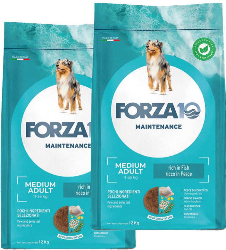 KIT 2 X Forza 10 - Maintenance - Medium - Adult - Pesce - 12kg - DOPPIO SACCO