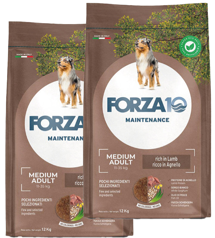 KIT 2 X Forza 10 - Maintenance - Medium - Adult - Agnello - 12kg - DOPPIO SACCO