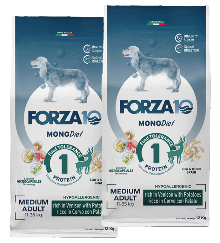 KIT 2 X Forza 10 - MonoDiet - Medium - Adult - Cervo - 12kg - DOPPIO SACCO