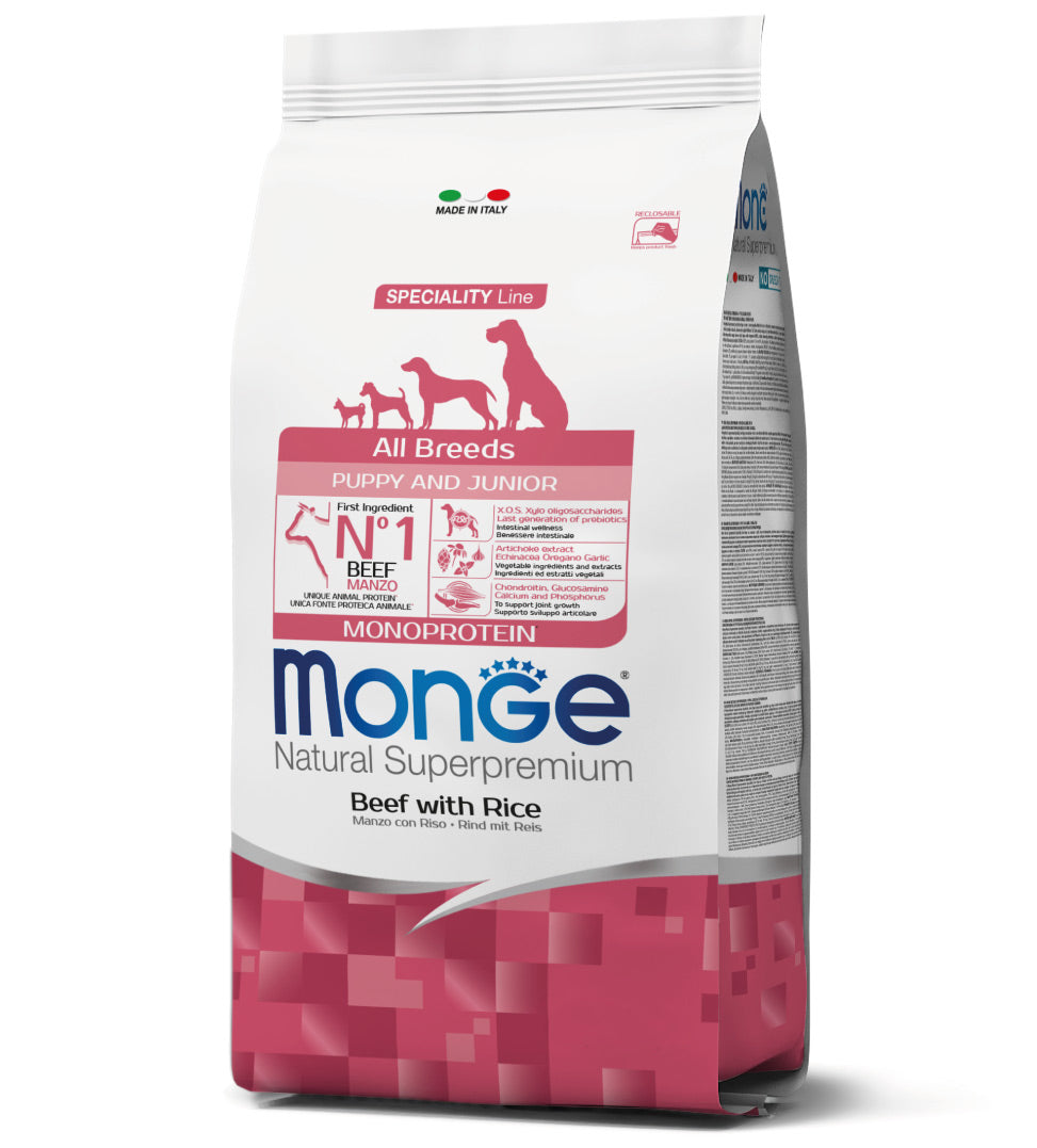 Monge - Natural Superpremium - All Breeds - Puppy&Junior - Manzo - 12 kg