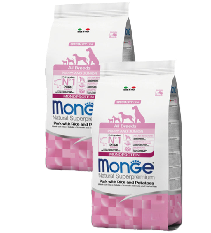 KIT 2 X Monge - Natural Superpremium - All Breeds - Puppy&Junior - Maiale - 12 kg