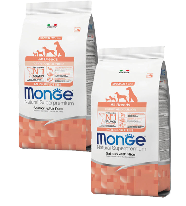 KIT 2 X Monge - Natural Superpremium - All Breeds - Puppy&Junior - Salmone - 12 kg