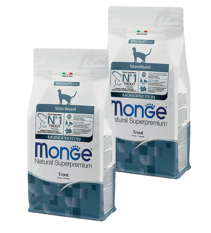 KIT 2 X Monge Cat - Natural Superpremium - Adult - Sterilised - Trota - 10 kg