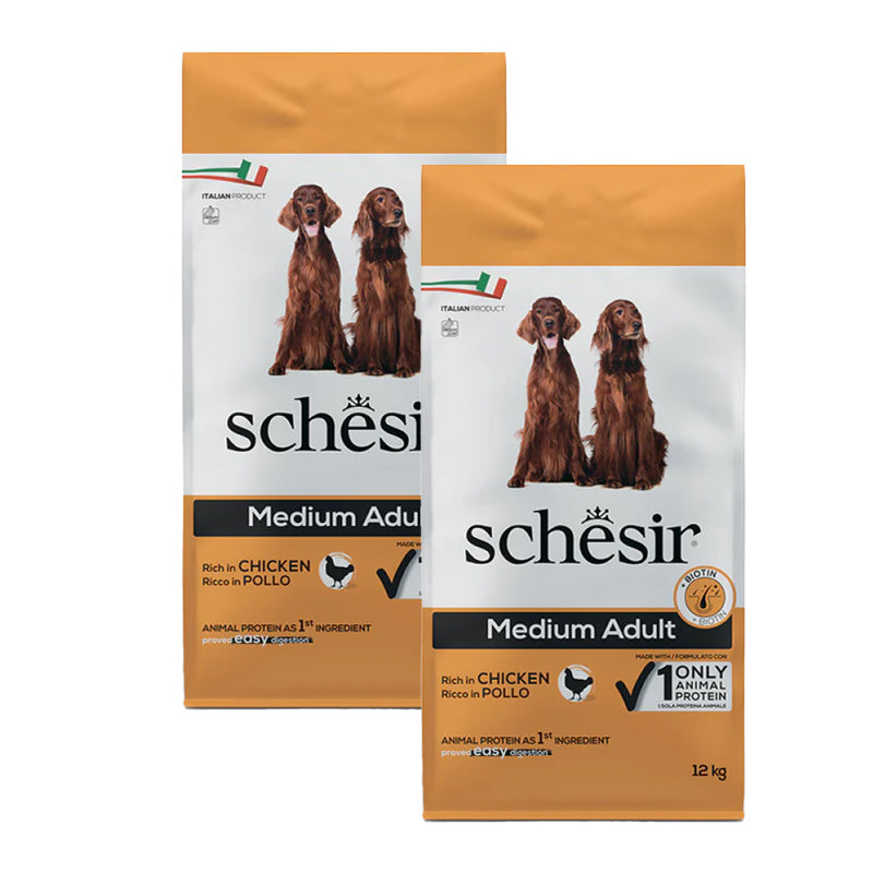KIT 2 X Schesir Dog - Medium Adult - Pollo - 12 kg - DOPPIO SACCO