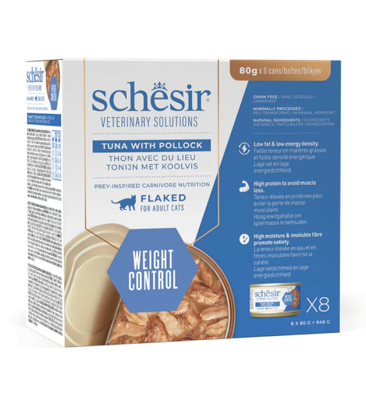 Schesir - Veterinary Solution Feline - Fiocchi - Weight Control - 8 lattine da 80gr