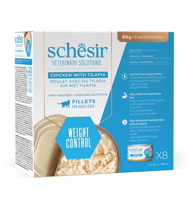 Schesir - Veterinary Solution Feline - Filetti - Weight Control - 8 lattine da 80gr