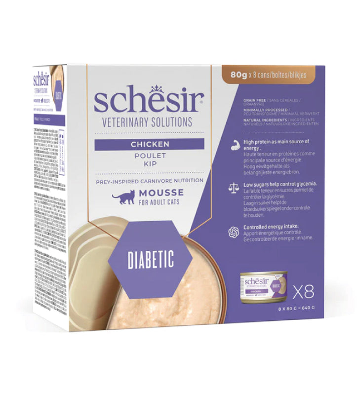 Schesir - Veterinary Solution Feline - Mousse - Diabetic - 8 lattine da 80gr