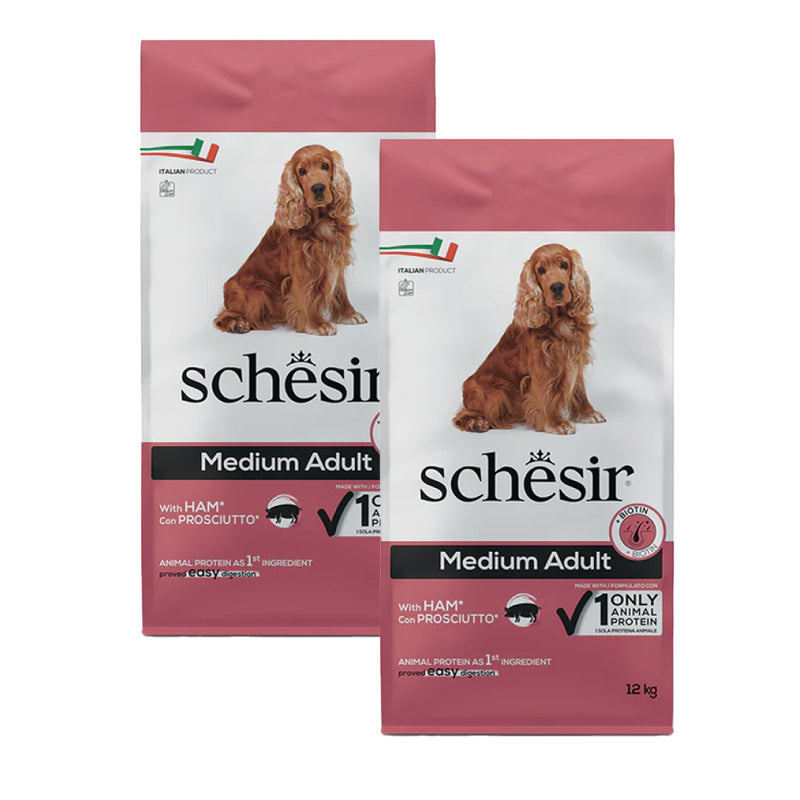 KIT 2 X Schesir Dog - Medium Adult - Prosciutto - 12 kg - DOPPIO SACCO