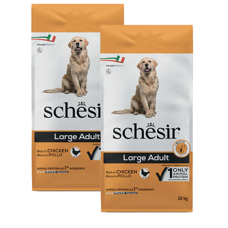 KIT 2 X Schesir Dog - Large Adult - Pollo - 12 kg - DOPPIO SACCO