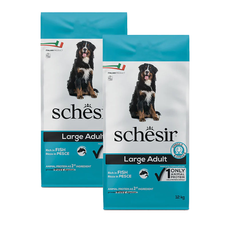 KIT 2 X Schesir Dog - Large Adult - Pesce - 12 kg - DOPPIO SACCO