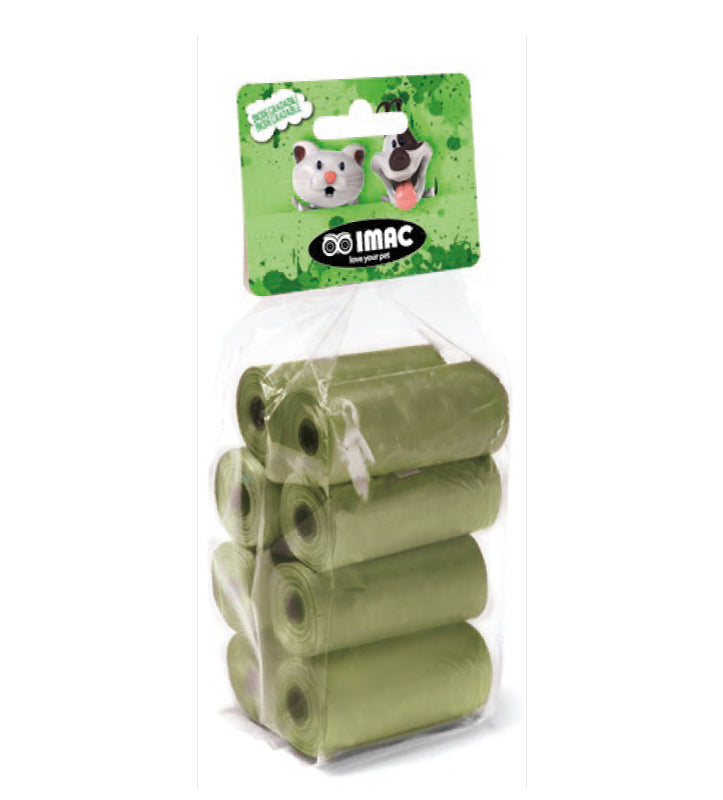 Imac - Sacchetti Igienici Biodegradabili - 8 rotoli da 15 sacchetti