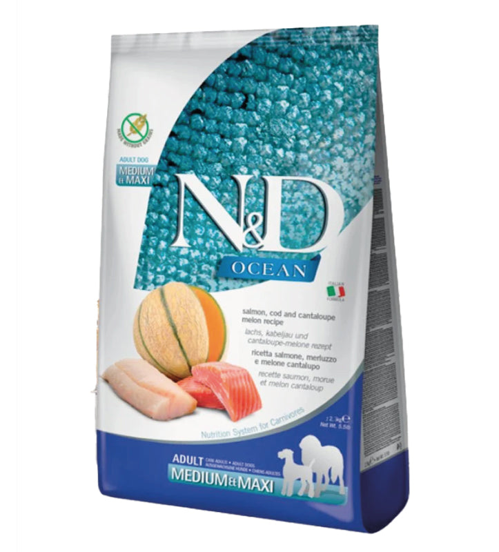 Farmina - N&D Ocean Dog - Medium/Maxi Adult - Salmone/Merluzzo/Melone - 12kg