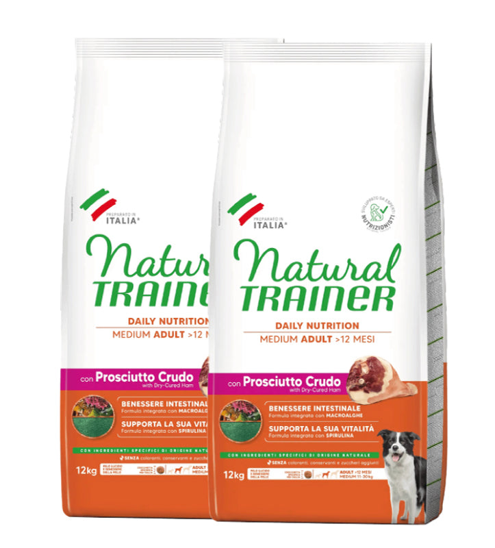 KIT 2 X Trainer Natural - Medium - Adult - Prosciutto Crudo - 12 kg