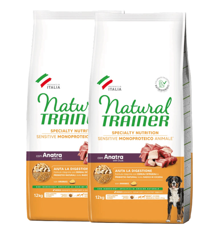 KIT 2 X Trainer Natural Sensitive - Medium/Maxi - Adult - Anatra - 12 kg