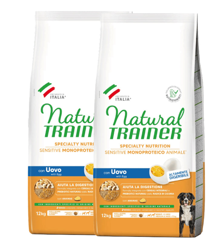 KIT 2 X Trainer Natural Sensitive - Medium/Maxi - Adult - Uovo - 12 kg