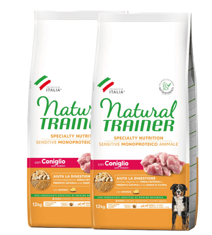 KIT 2 X Trainer Natural Sensitive - Medium/Maxi - Adult - Coniglio - 12 kg