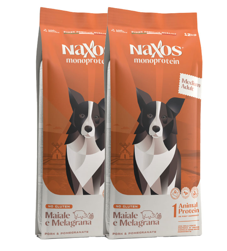 KIT 2x Naxos - Monoprotein - Medium - Adult - Maiale/Melagrana - 12kg