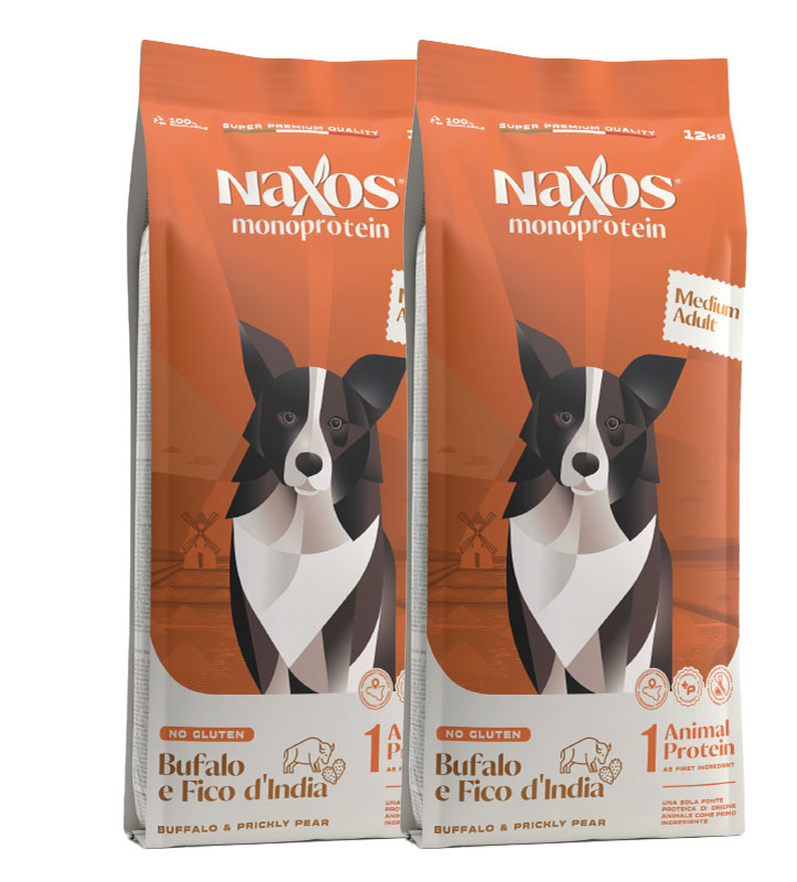 KIT 2x Naxos - Monoprotein - Medium - Adult - Bufalo/Fico d'India - 12kg