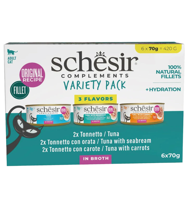 Schesir Cat - Multipack Lattine - In Brodo - Gusti Misti - 6x70g