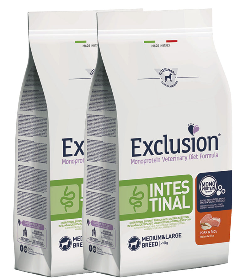 KIT 2 X Exclusion - Veterinary Diet Canine - Intestinal - Medium/Large - 12kg
