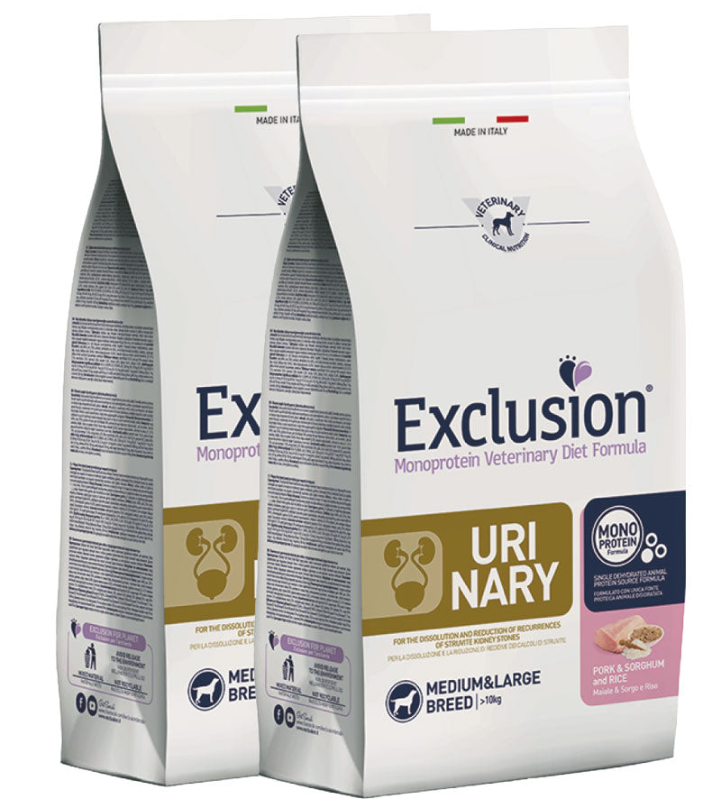 KIT 2 X Exclusion - Veterinary Diet Canine - Urinary - Medium/Large - 12kg
