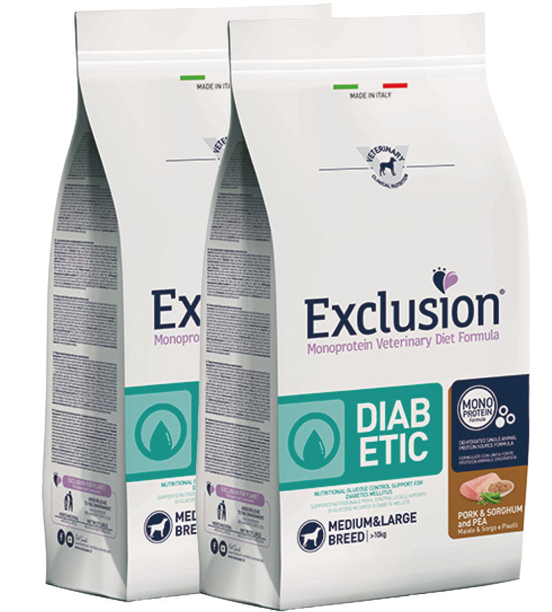 KIT 2 X Exclusion - Veterinary Diet Canine - Diabetic - Medium/Large - 12kg