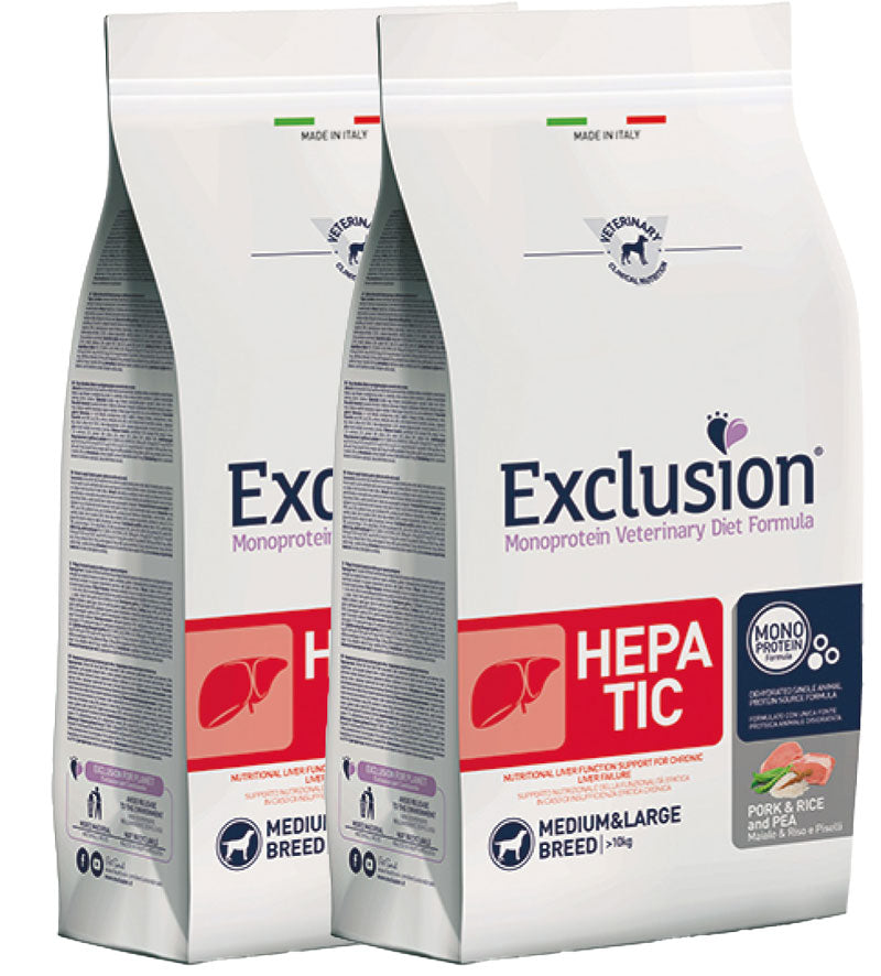 KIT 2 X Exclusion - Veterinary Diet Canine - Hepatic - Medium/Large - 12kg