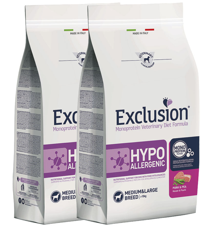 KIT 2 X Exclusion - Veterinary Diet Canine - Hypoallergenic - Medium/Large - 12kg