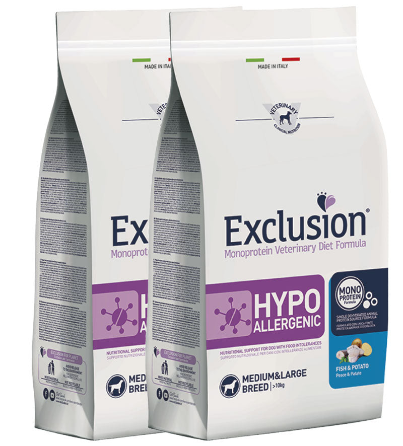 KIT 2 X Exclusion - Veterinary Diet Canine - Hypoallergenic - Medium/Large - 12kg