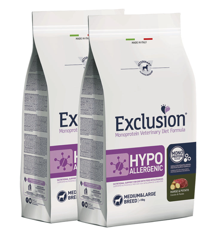 KIT 2 X Exclusion - Veterinary Diet Canine - Hypoallergenic - Medium/Large - 12kg