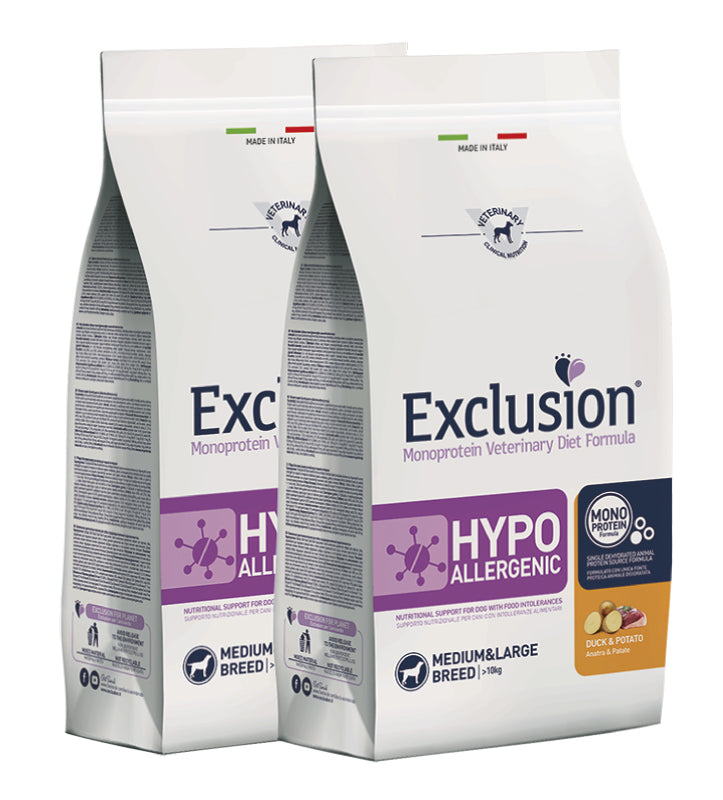 KIT 2 X Exclusion - Veterinary Diet Canine - Hypoallergenic - Medium/Large - 12kg