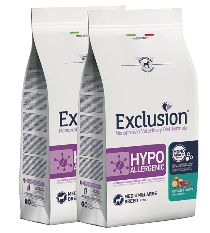 KIT 2 X Exclusion - Veterinary Diet Canine - Hypoallergenic - Medium/Large - 12kg