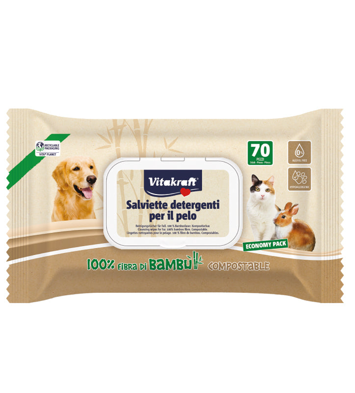 Vitakraft - Salviette Igieniche - in Bambù - da 70 salviette