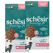 KIT 2X Schesir Dog - Monoprotein - Medium - Nutriage 7+ - Prosciutto - 12kg - DOPPIO SACCO