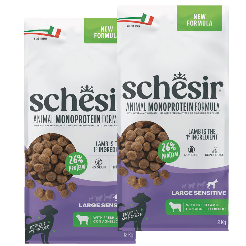 KIT 2X Schesir Dog - Monoprotein - Large - Sensitive - Agnello - 12kg - DOPPIO SACCO