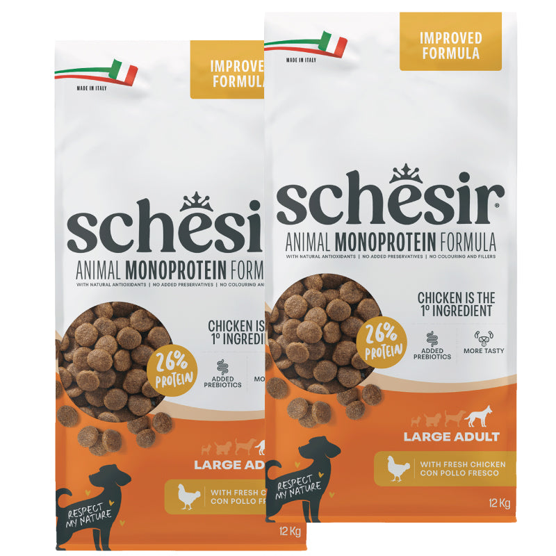 KIT 2X Schesir Dog - Monoprotein - Large Adult - Pollo - 12kg - DOPPIO SACCO